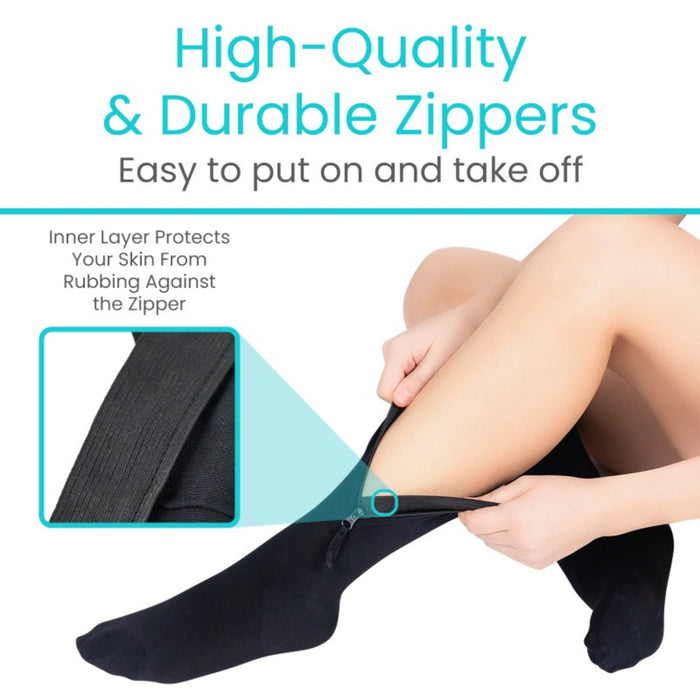 Vive Health Zippered Knee-High Compression Stockings