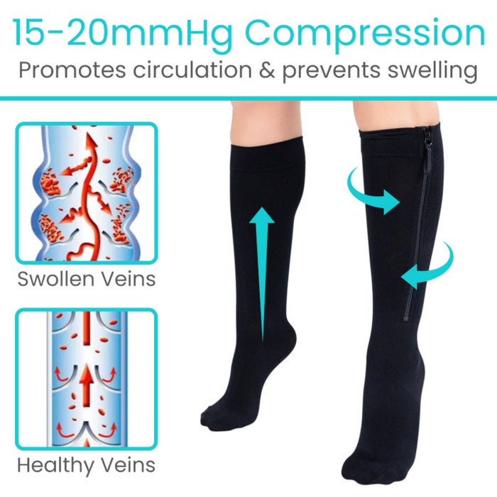 Vive Health Zippered Knee-High Compression Stockings