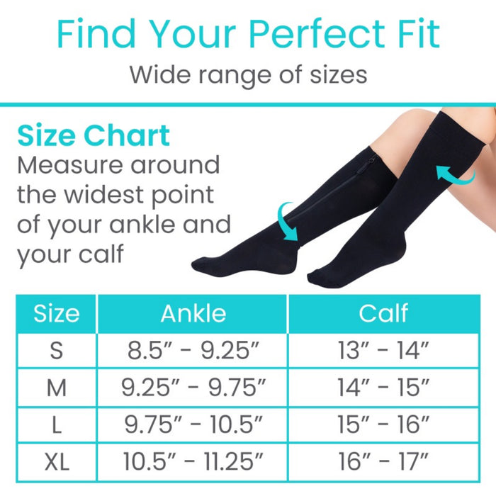 Vive Health Zippered Knee-High Compression Stockings