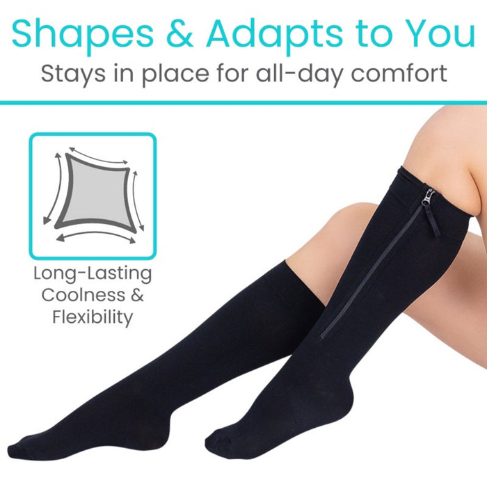 Vive Health Zippered Knee-High Compression Stockings